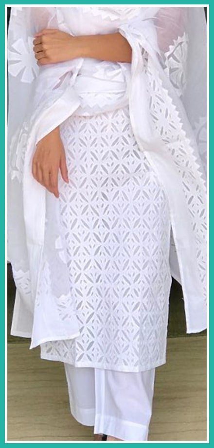 Classy White Applique Cutwork Dress