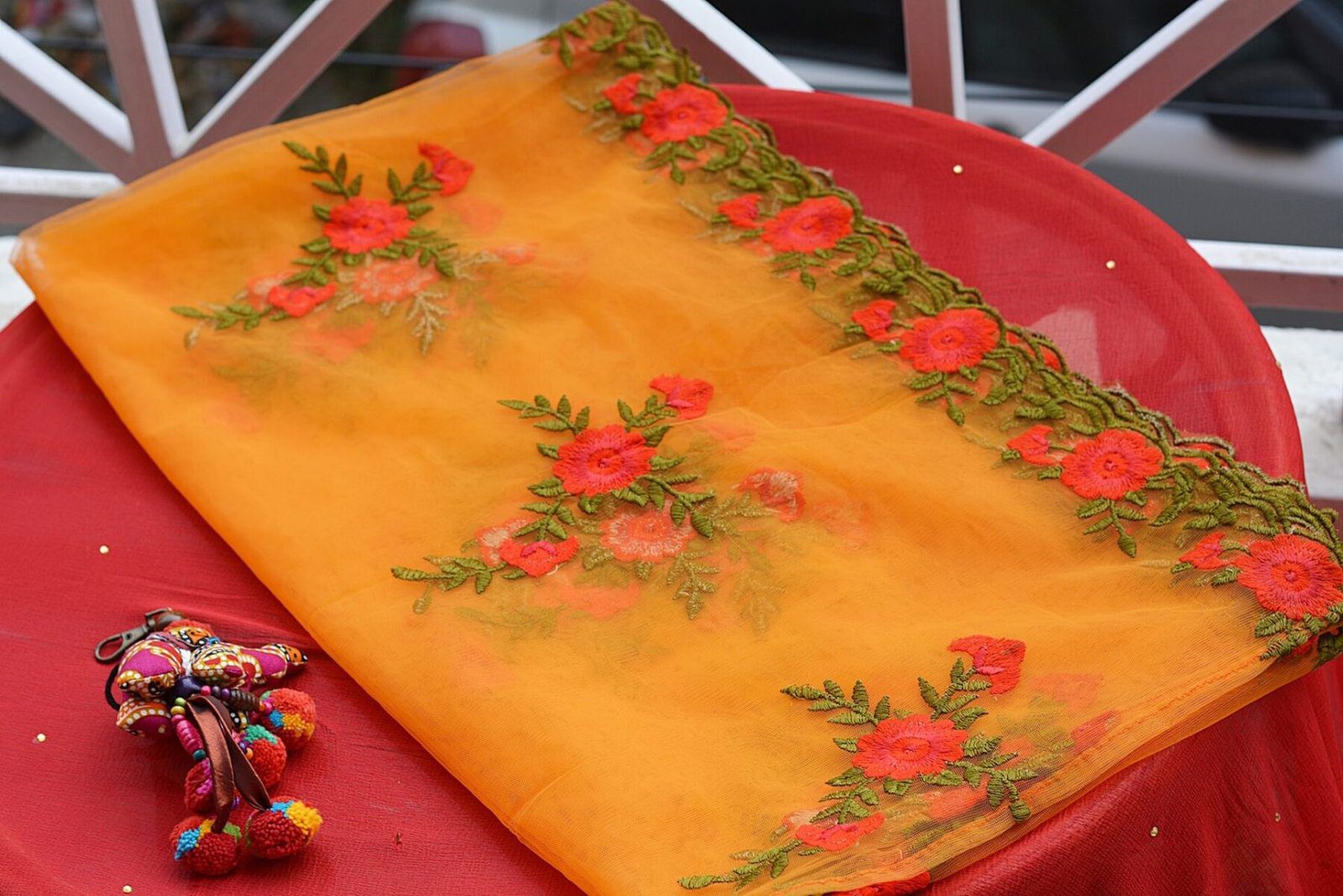 Beautiful Embroidered Floral Net dupatta
