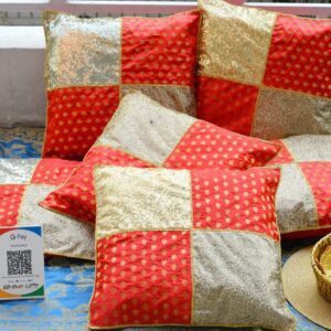 Handmade Patchwork Banarasi Shimmer Cushion Covers