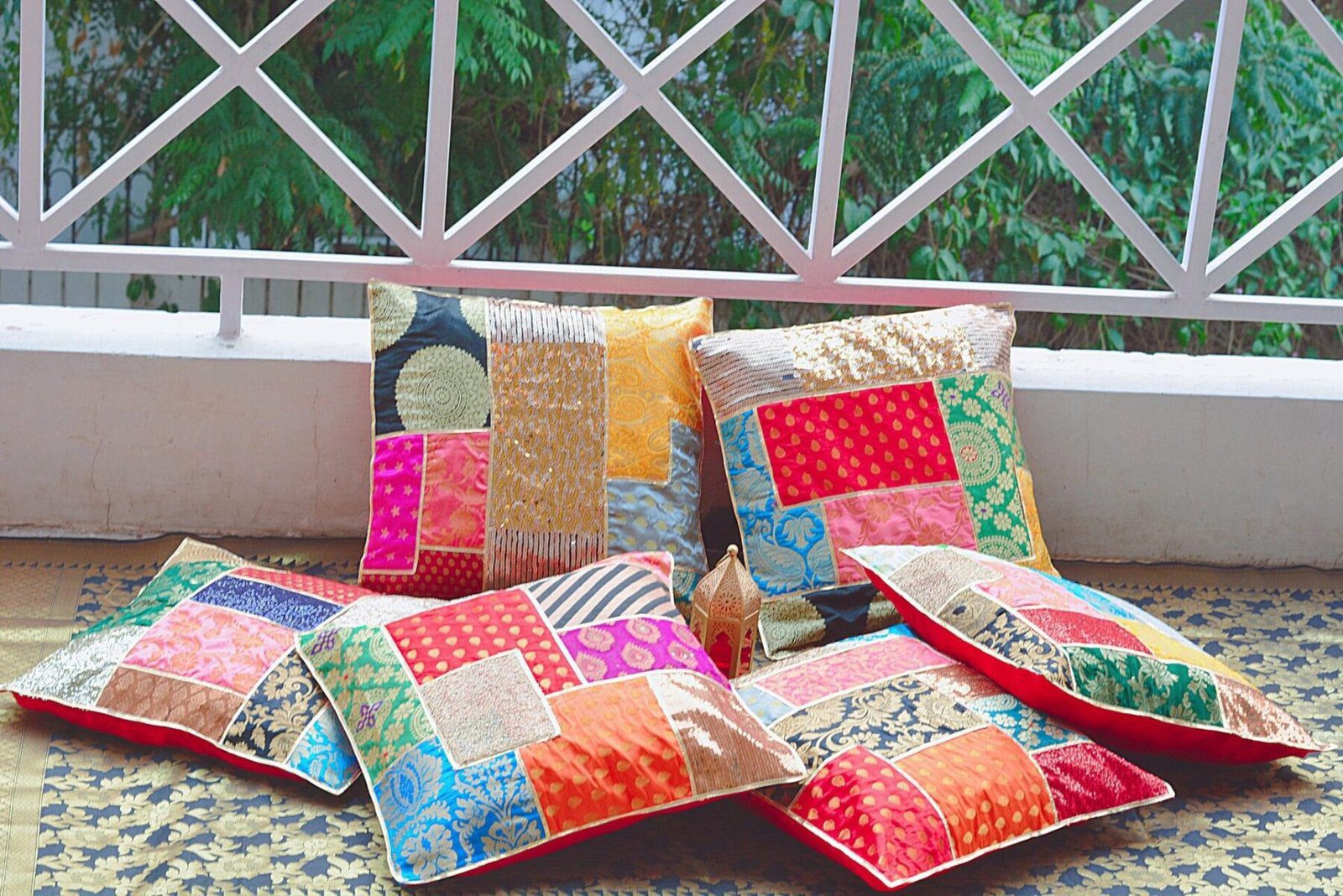 Handmade Patchwork Shimmer Gota Cushion Covers