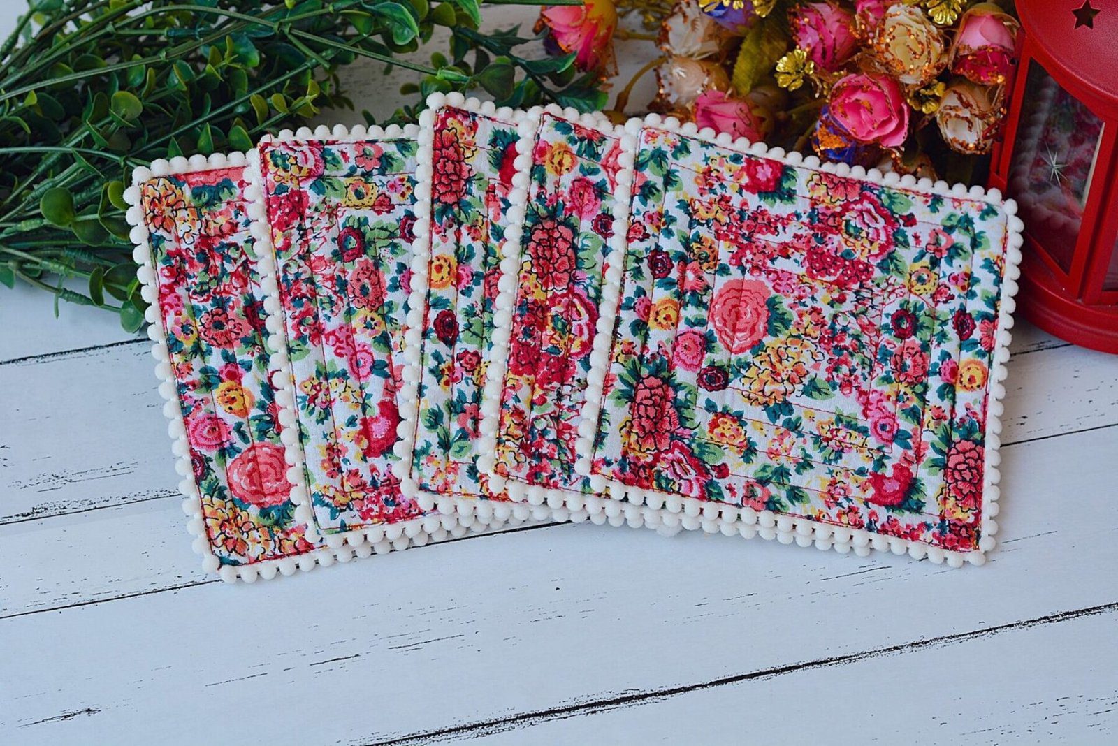 Beautiful Floral Tea Coasters (Set of 5)