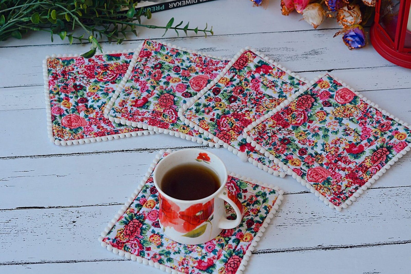Beautiful Floral Tea Coasters (Set of 5)
