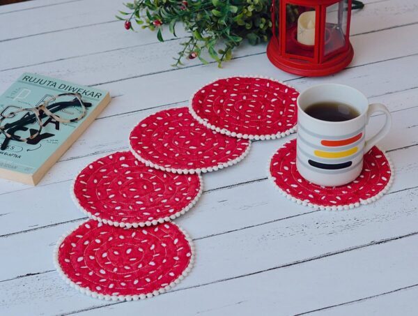 Beautiful Circular Cutwork Tea Coasters