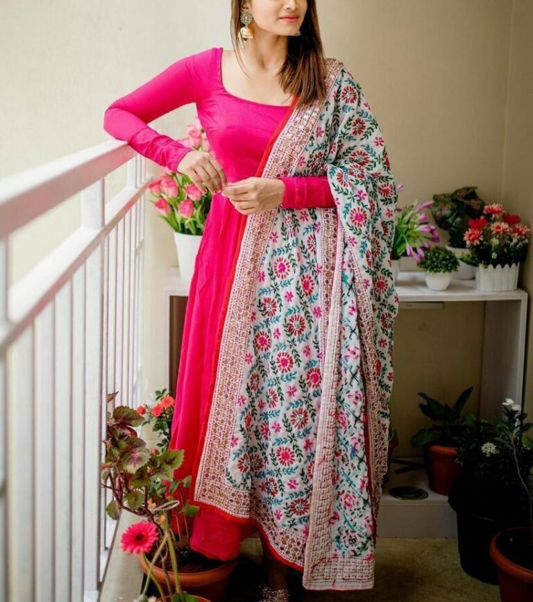 Pink Dress with Phulkari Dupatta