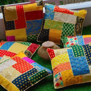 Handmade Patchwork Banarasi Gota Cushion Covers