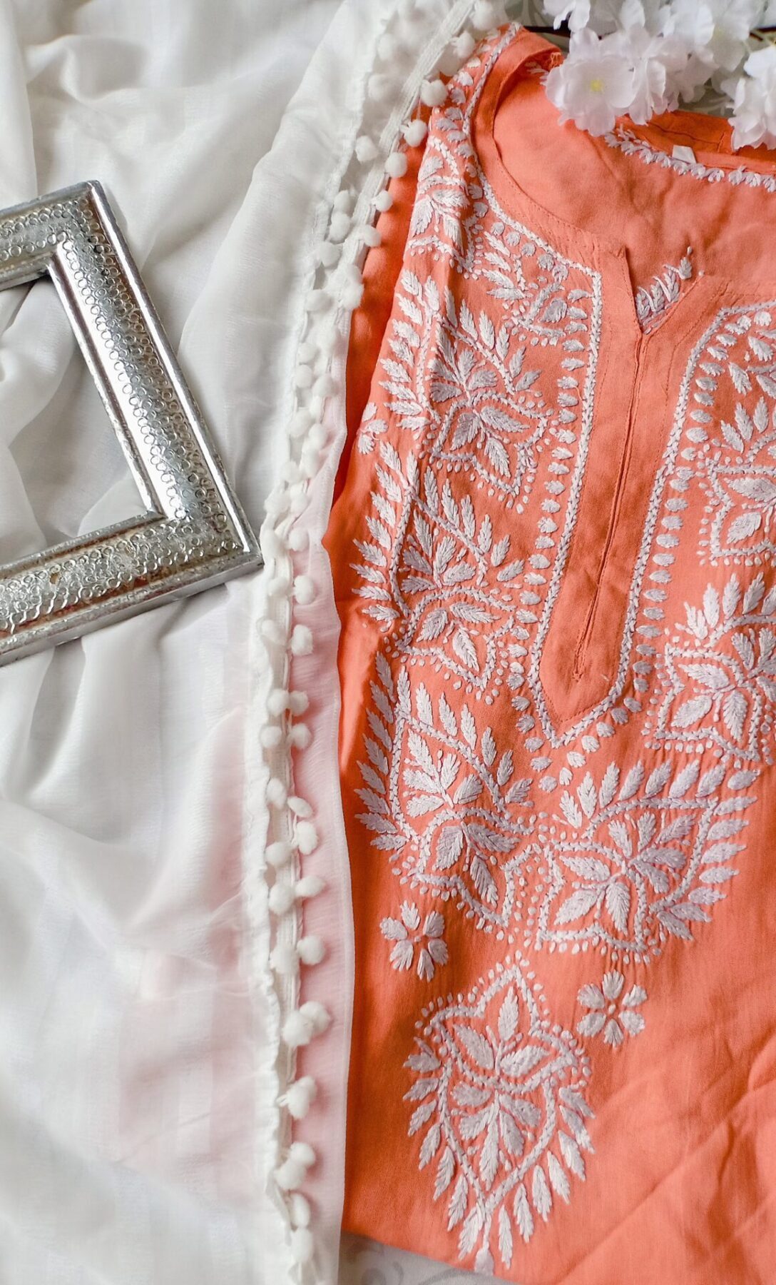 Summer Perfect Peach Modal Cotton Chikankari Outfit
