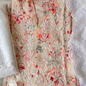 Stunning Floral Cotton Chikankari Outfit