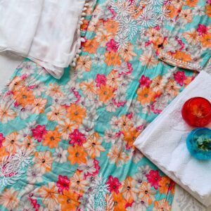 Soothing Floral Cotton Chikankari Outfit