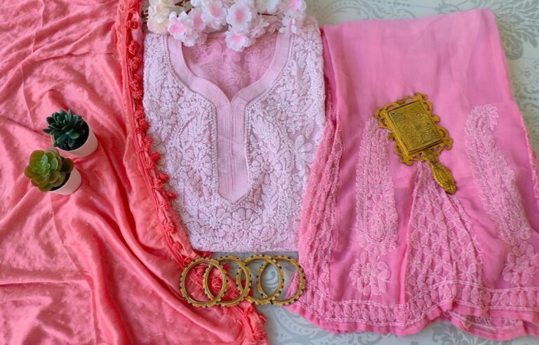 Lovely Dual Shade Pink Chikankari Outfit