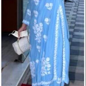 Marvellous Teal Blue Chikankari Outfit