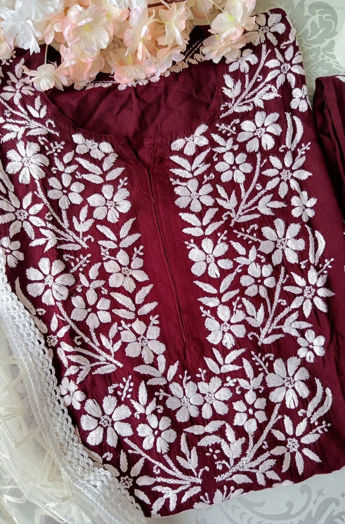 Imperial Maroon Modal Chikankari Outfit