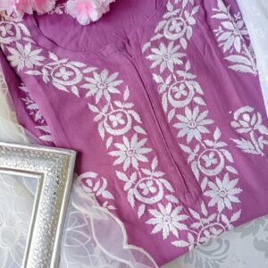 Pleasing Pastel Onion Purple Chikankari Outfit