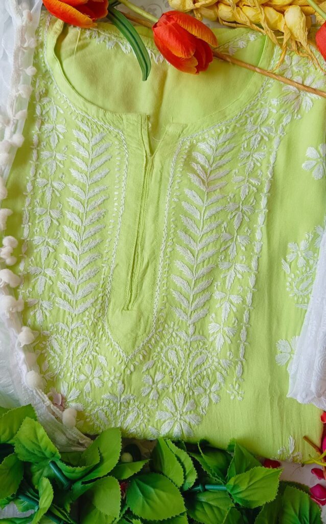 Refreshing fluorescent green Chikankari Outfit