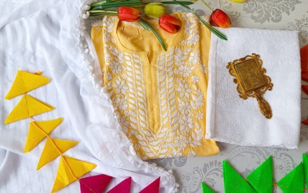 Refreshing Yellow Modal Chikankari Outfit