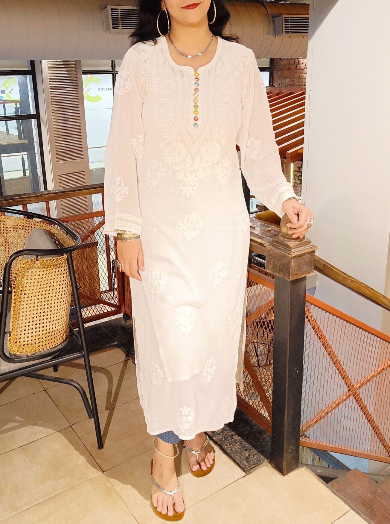 Heavenly Pearl White Pure Viscose Georgette Chikankari Outfit