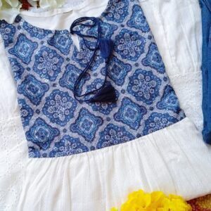 Summer Cool Blue White Cutwork Chikankari Outfit