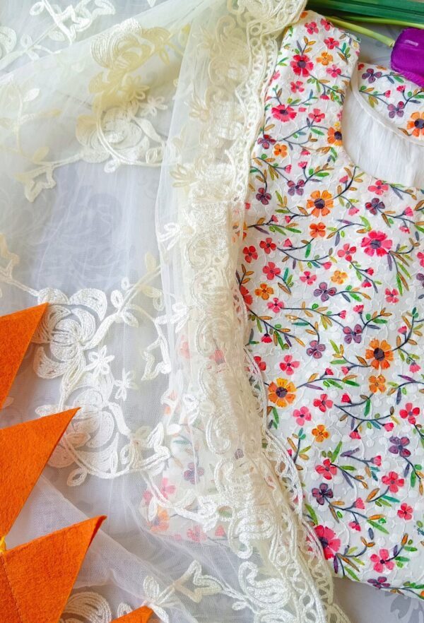 Refreshing Multicolor Floral Chikankari Outfit