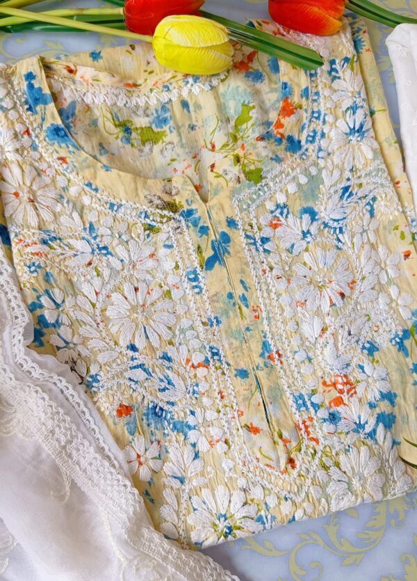 Dreamy Floral Mulmul Cotton Chikankari Outfit