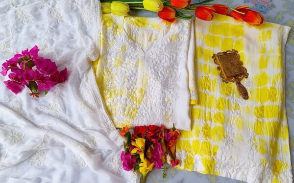 Beaming Yellow White Modal Chikankari Outfit