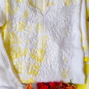 Beaming Yellow White Modal Chikankari Outfit