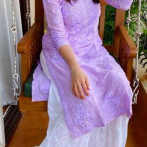 Imposing Lilac Lavender Modal Chikankari Outfit