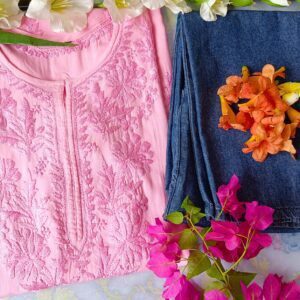 Sizzling Baby Pink Modal Chikankari Outfit