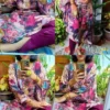 Fantabulous Floral Dark Mauve Designer Kaftan Outfit