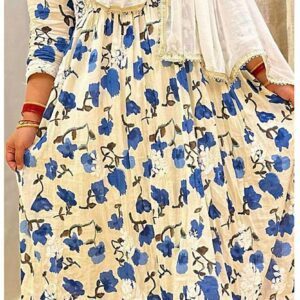 Awe Inspiring Blue Floral Chikankari Anarkali Outfit