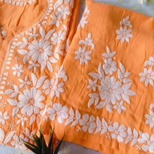 Pleasing Pastel Orange Modal Chikankari Outfit