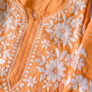 Pleasing Pastel Orange Modal Chikankari Outfit
