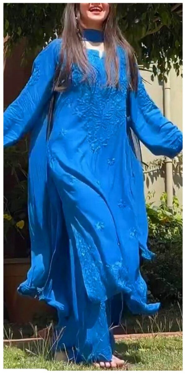 Luxurious Dark Blue Modal Chikankari Outfit