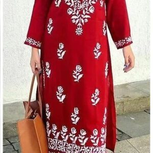 Mesmerizing Red Modal Chikankari Outfit
