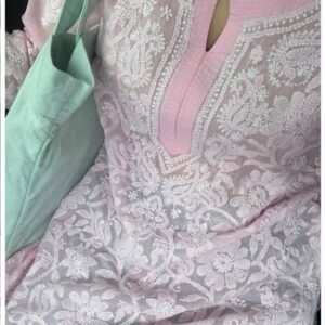 Exquisite Baby Pink Georgette Chikankari Outfit
