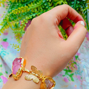 Trendy Multicolor Stone Studded Butterfly Style Lightweight Adjustable Bracelet