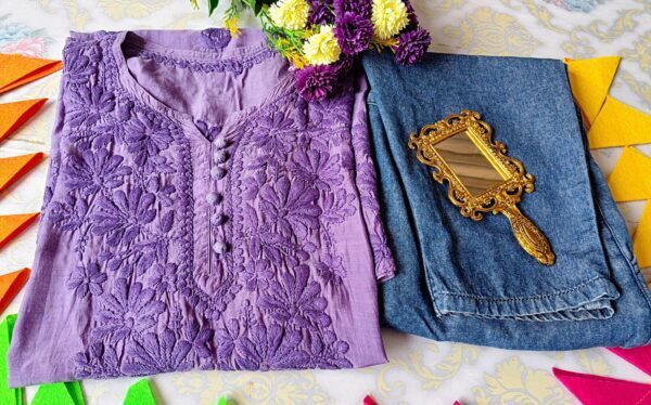 Trendy Muslin Lavender Chikankari Outfit