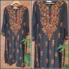 Flashy Black Multicolor Cotton Chikankari Kurta With Multicolor Bangles