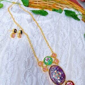 Imposing Fancy Style Big Multistone Meenakari Long Necklace Set