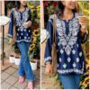 Fashionable Gorgeous Navy Blue Modal Chikankari Outfit