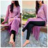 Bracing Orchid Lavender Pure Viscose Georgette Mukaish Chikankari Outfit