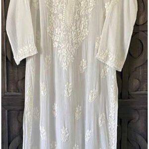 Timeless White Lucknow Chikankari Modal Kurta