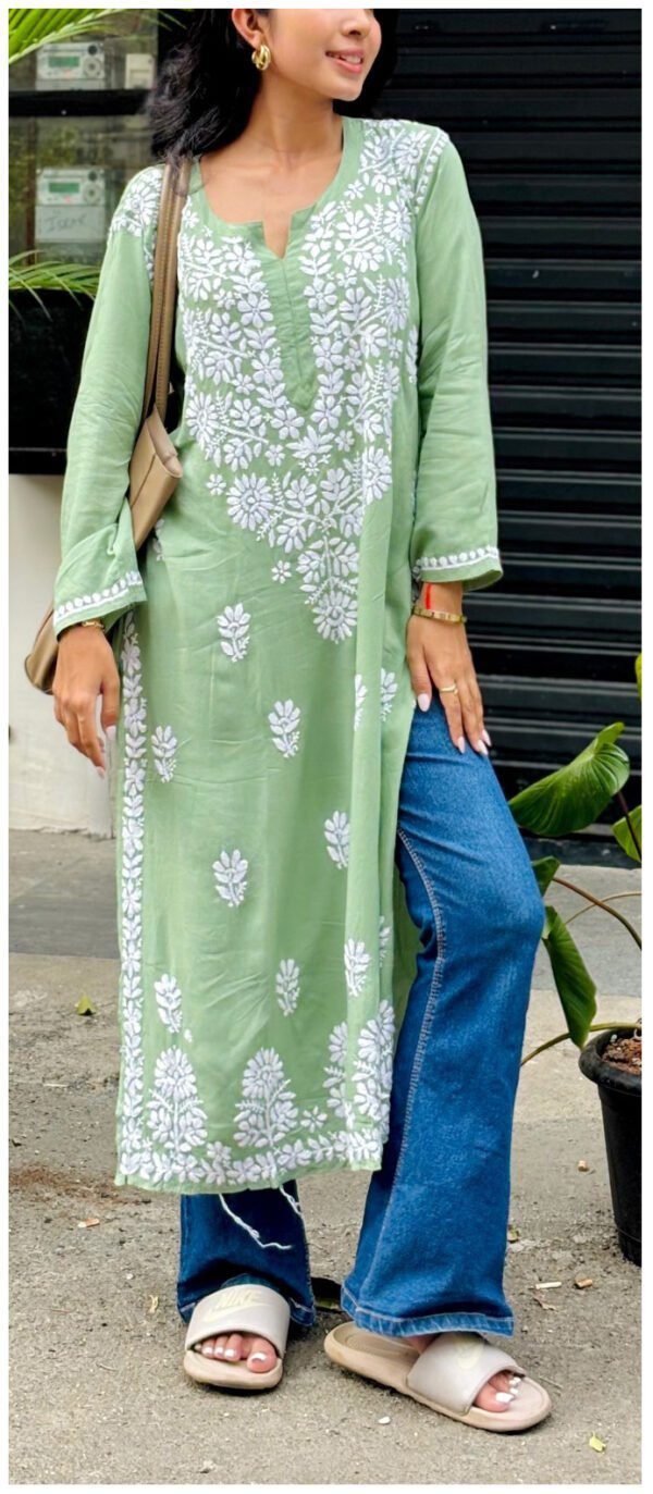 Relaxing Pastel Green Modal Chikankari Outfit